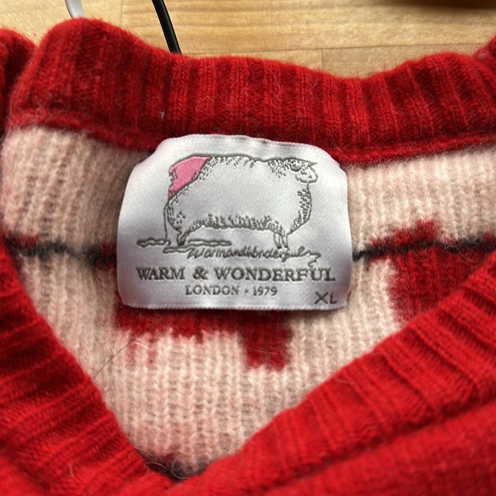 Rowing Blazers Warm & Wonderful Red 100% Wool Diana Fitted Sheep Sweater XL - Picture 3 of 13